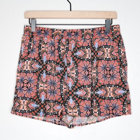 Forever21 Womens Shorts Medium Orange Pink Floral Boho‎ Spring Casual Lounge - Picture 2 of 7